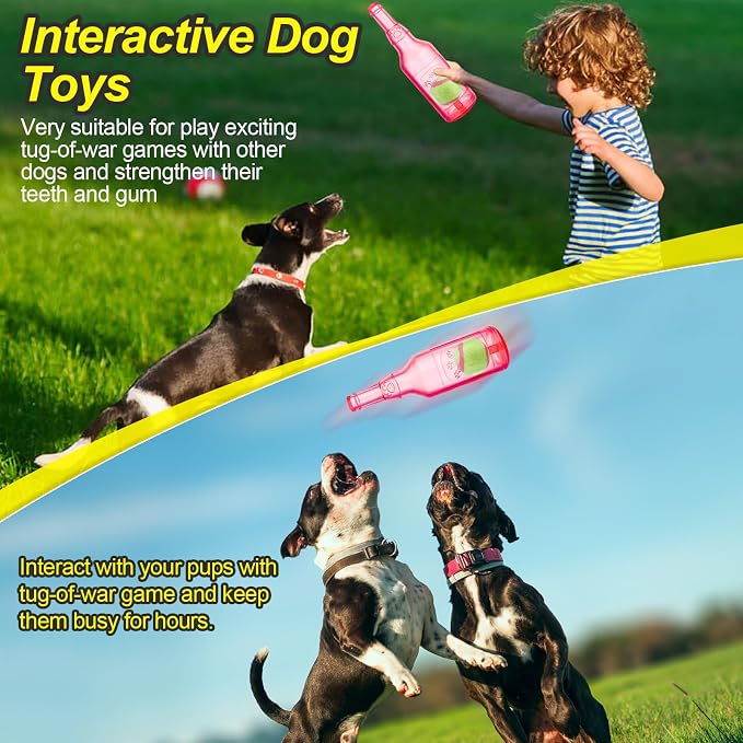Water Bottle Dog Toy for Aggressive Chewers, Cute Squeaky Indestructible Water Bottle Dogs Chew Toys for Medium/Small Dogs Interactive Dog Toys to Exercise and Accompany (Red)