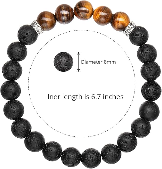 Hicarer 16 Pieces Men Women 8mm Lava Rock Bracelets 7 Chakra Aromatherapy Essential Oil Diffuser Bangle Natural Stone Beads Bracelet