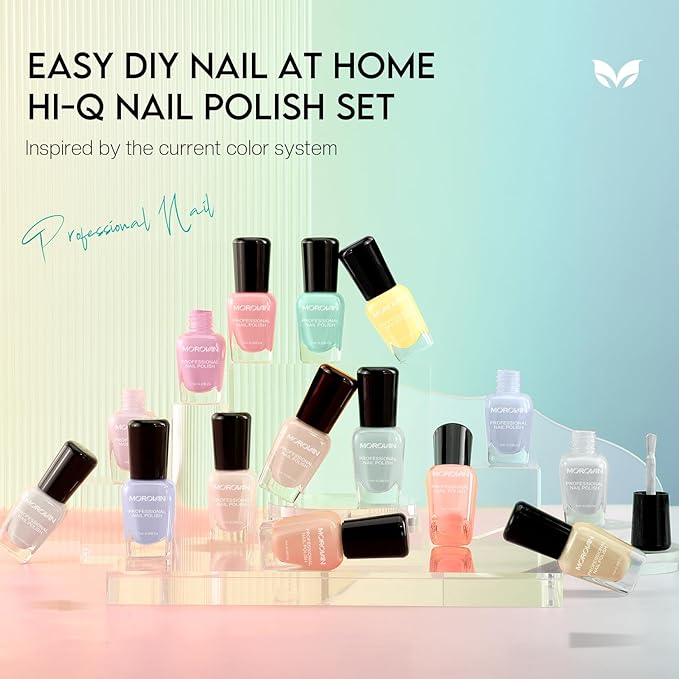 Morovan Fingernail Nail Polish Set: 15 Colors Pastel Macaron Winter Nail Polish Kit Quick Dry Toe Finger Nail Polish Pcak Easter Gift For Women Girl