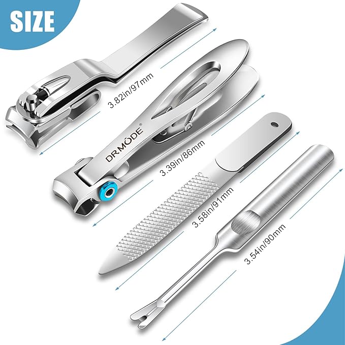 Nail Clippers for Men Thick Nails - DRMODE 16MM Wide Jaw Opening Extra Large Toenail Clippers & Easy Grip 360 Degree Rotary Fingernail Clippers for Seniors Nail Cutter with Nail File Cuticle Trimmer