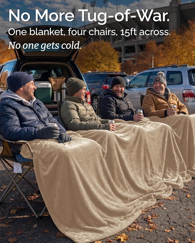 Ultra Soft Fleece Blanket Giant Blanket Size - Flannel Fleece Luxury Blanket - Lightweight for Couch Bed Chair - Thick, Warm and Breathable - All Season Cozy, Oxford Tan