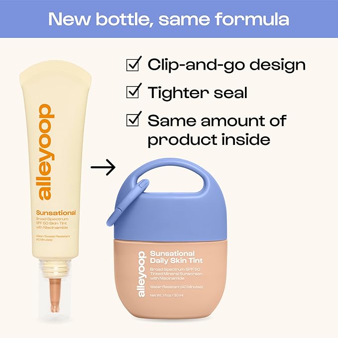 Alleyoop Sunsational Tinted Moisturizer SPF 50 for Face Broad Spectrum – 100% Mineral Face Sunscreen with Jojoba, Hydrating & Soothing Tinted Sunscreen, Vegan & Cruelty-Free (Beam)