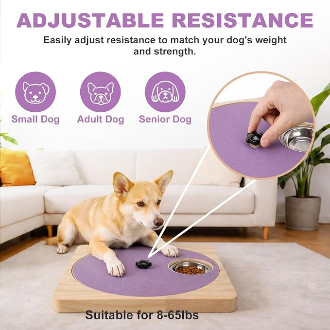 Dog Nail Scratch Board with Treat Board, Stress-Free Nail Care for Dog | Wood Scratching Pad with Sandpaper and 6 Steel Bowls, Nail File Toy for Dog