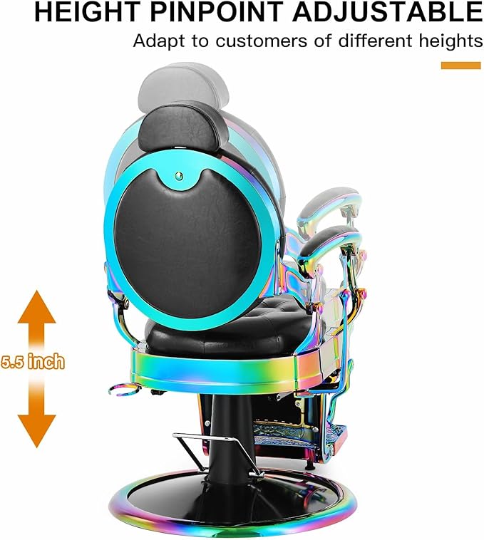 Artist hand Retro Barber Chair Heavy Duty Barber Chairs Vintage Salon Chair Hydraulic Recline Beauty Spa Styling Equipment Rounded Cushioning with Puckered Button (Laser Frame)