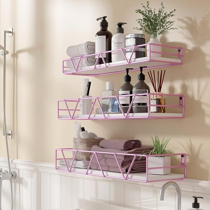Floating Shelves Set of 3, Wood Wall Shelf, Farmhouse Shelf for Bedroom | Wall Mounted Floating Shelf for Living Room, Bedroom, Bathroom, Kitchen, Office