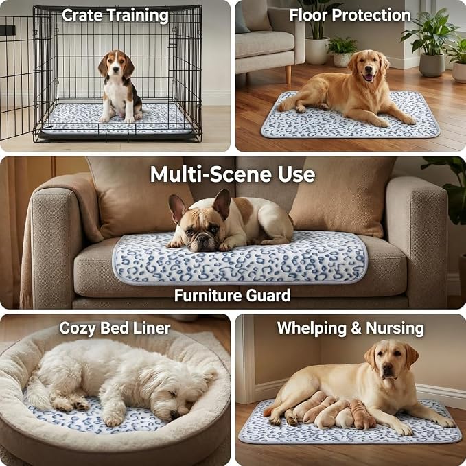 Reusable Puppy Pads, Washable Pee Pads, Leakproof 16"x 30" 2 Pack | High Absorbency Dog Training Pads, Wee Wee Pads With Waterproof Non-Slip Base For Indoor Potty, Crates, Playpen & Senior Dogs
