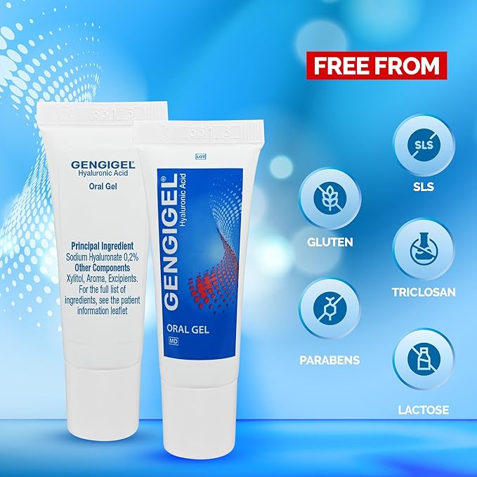 Gengigel Hyaluronic Acid Oral Gel for Mouth & Gum Discomfort (20ml), Soothes Irritation, Promotes Natural Healing & Protects Delicate Oral Tissue, No Paraben or SLS, Vegan & Kosher