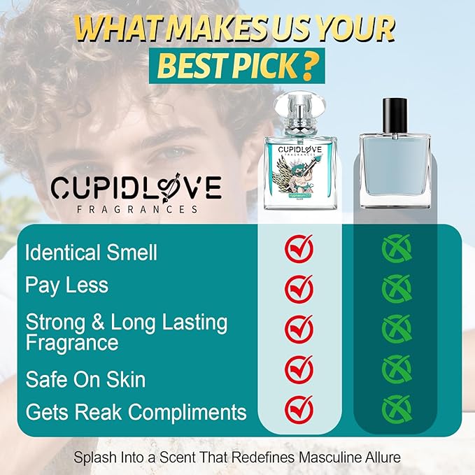CUPIDLOVE Eau De Parfum Spray Mens Pheromone Cologne - Long Lasting Perfume, Ideal Mens Valentine's Day Gift for Special Occasions & Daily Elegance, A Bold and Captivating Fragrance 1.7 Fl Oz