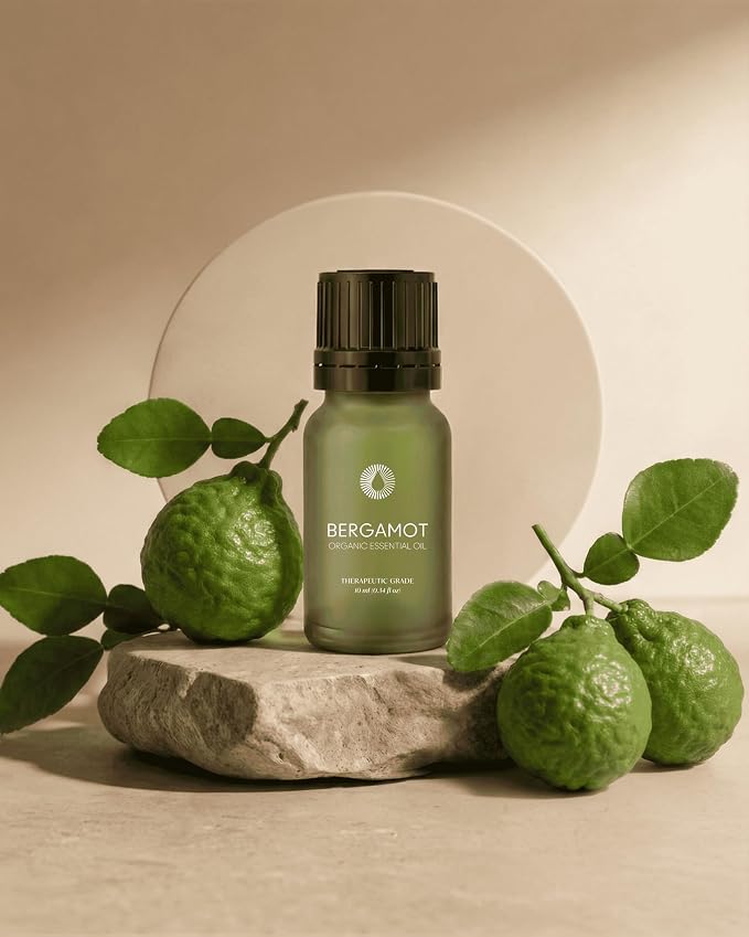 Bursera Organic Bergamot Essential Oil, Tree Planted with Every Order, 100% Pure Bergamot Oil, 10ml Undiluted High Grade Natural Oil for Diffuser, Shower, Skin and Aromatherapy