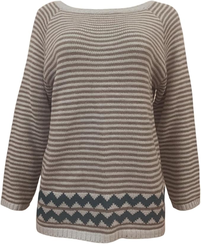 Zhyaj Fair Isle Sweater for Womens Winter Long Sleeve Vintage Knitted Sweater Casual Fall Crew Neck Pullover Sweaters