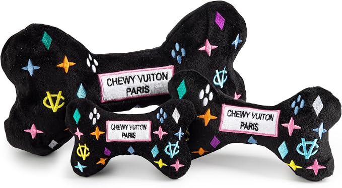 Haute Diggity Dog Chewy Vuiton Bone Plush Dog Toy, Designer Parody Toy