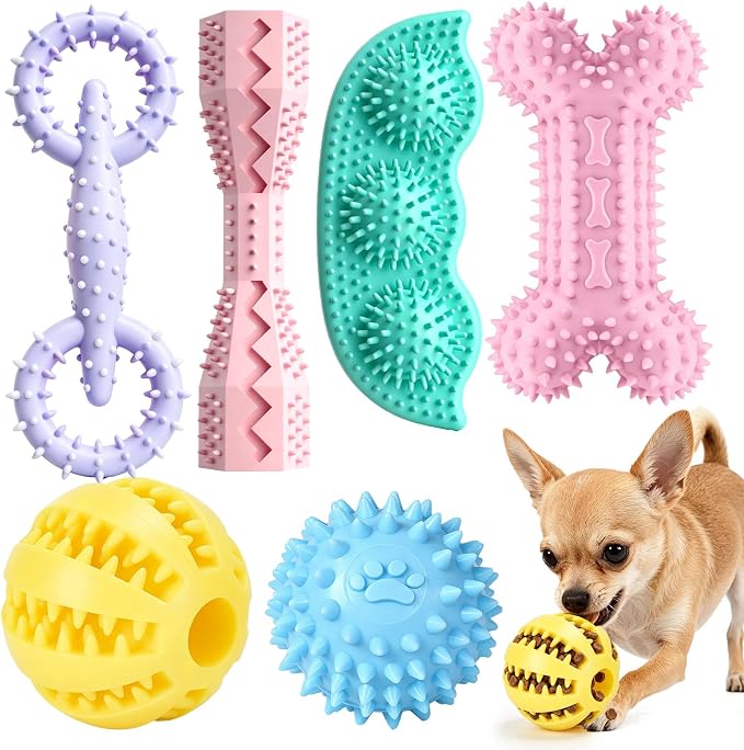 6 Pack Puppy Teething Chew Toys, Soft Durable Interactive Small Dog Toys, Cute Colorful Squeaky Puppy Toys for Teething Small Breed Puppies