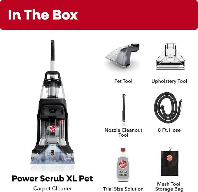 Hoover PowerScrub XL Pet Carpet Cleaner Machine for Carpet and Upholstery | Deep Cleaning Carpet Shampooer Machine with Multi-Purpose Tools, Powerful Suction, Includes Oxy Pet Cleaner Solution