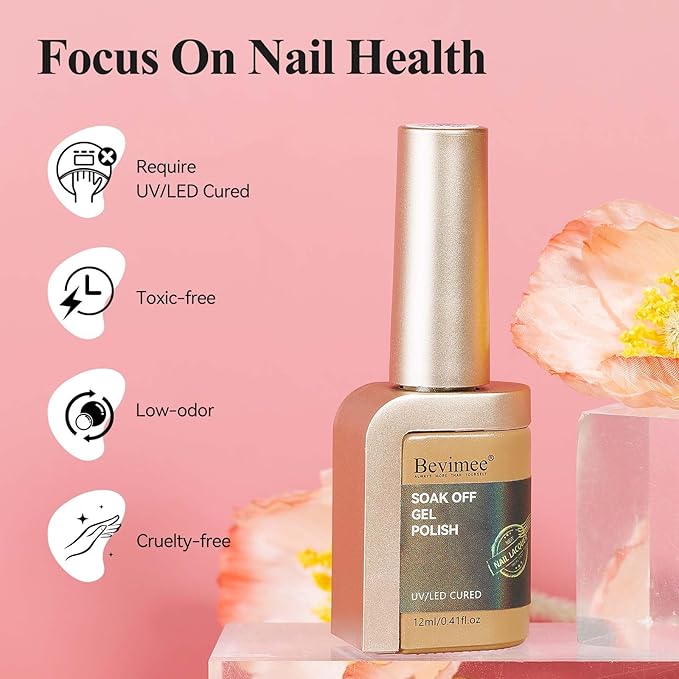 Pink Shimmer Gel Nail Polish, Dark Pink Color Holographic Glitter Jelly Gel Polish Soak Off UV Neutral Nail Polish Gel for Valentine's Day Gift Nail Art Salon at Home, 12ML