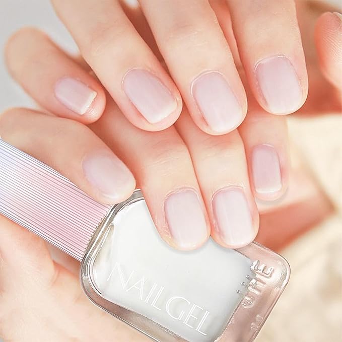 COSMOO 12ML Milky White Quick Dry Nail Polish, Jelly White Nail Lacquer for Nail Art Varnish