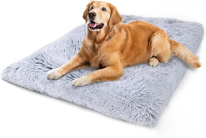 Dog Bed, Extra Large, Plush Soft Pet Beds for XL Dogs, Crate Pad, Washable, 41L x 27W x 2H Inches, 100 lbs Capacity, Grey | Machine washable, Anti-Slip Bottom, Kennel Pad 41*27", Ultra Soft Cozy, Easy to Care