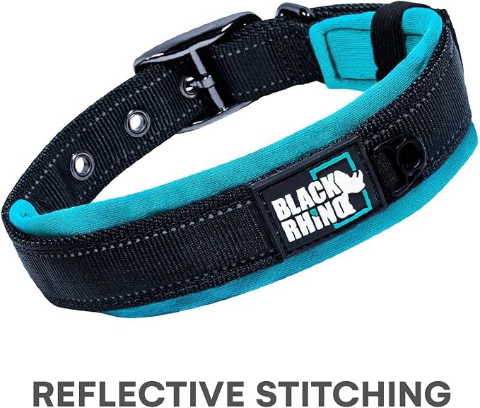 Black Rhino Extra Large Dog Collar - Adjustable Reflective Heavy Duty Dog Collar with Ultra-Soft Neoprene Padding - Weatherproof, Durable, and Comfortable - Ideal for Active Dogs - Pink and Black