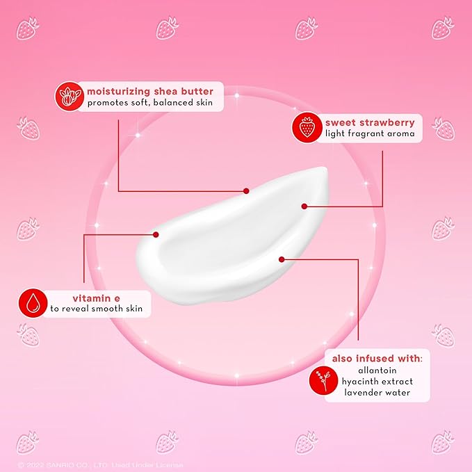 The Creme Shop x Hello Kitty Pocket Portable Soothing Advanced Luxuriously Hand Creams Shea Butter Vitamin E - Superior Hydration and Repair for Dry Skin Cute Scented - Sweet Strawberry