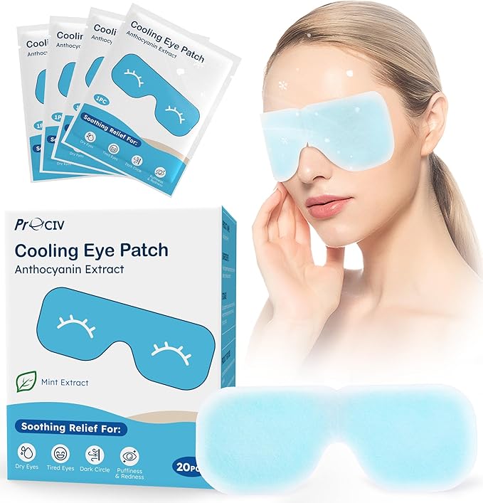 20 Packs Hydrogel Eye Mask Disposable Cold Therapy Sleep Mask Soothing Headache Relief Dry Eye, Stress Relief Relief Eye Fatigue, Cooling Eye Masks for Puffy Eyes Travel Essentials