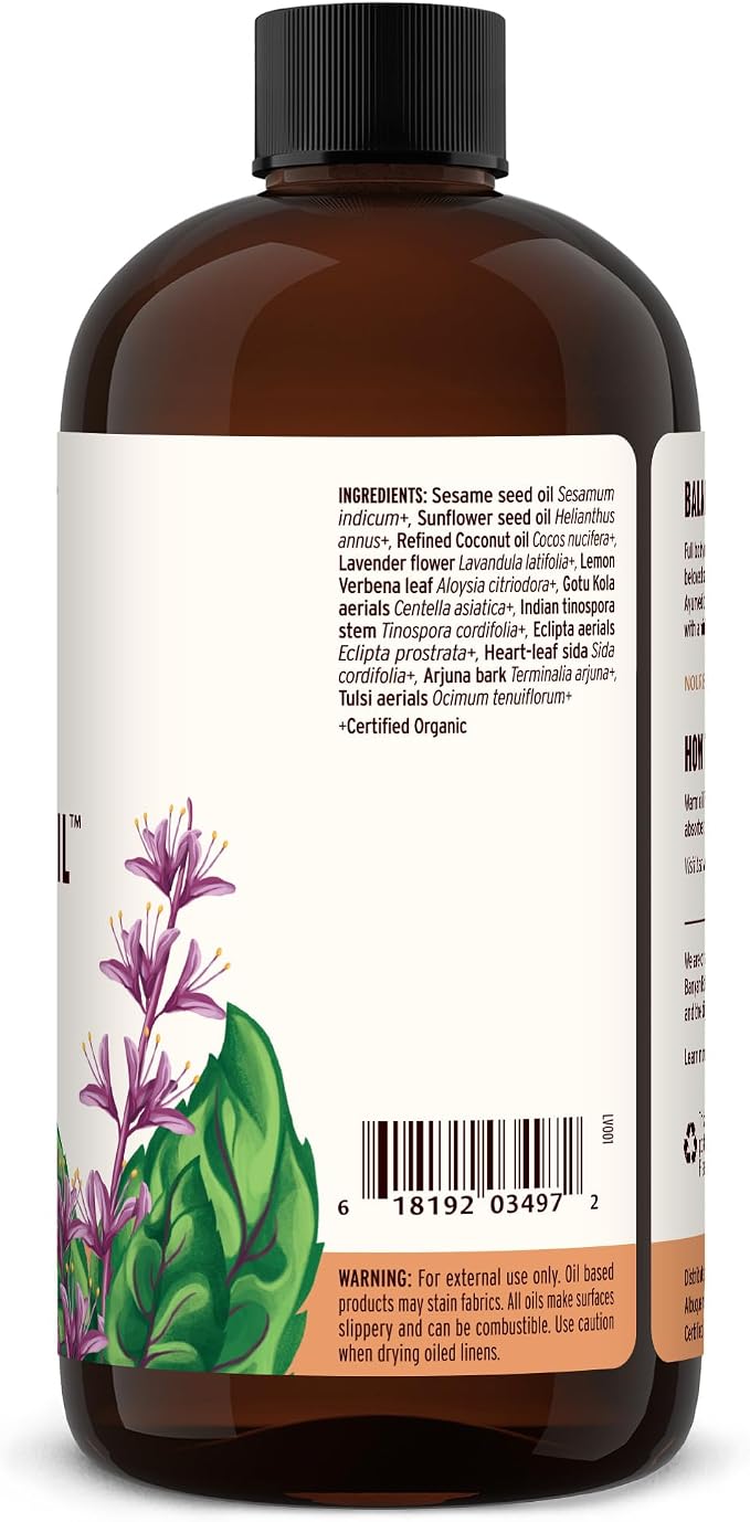 Banyan Botanicals Daily Massage Oil – Organic Ayurvedic Massage Oil – Balancing and Grounding – 24 oz – Non GMO Sustainably Sourced