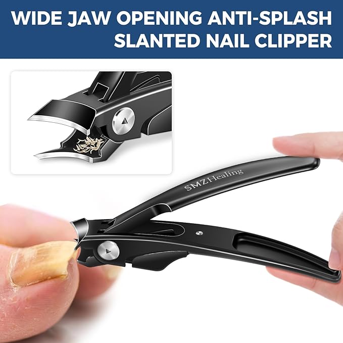 Ingrown Toenail Clippers - Slanted Nail Clippers for Men Thick Ingrown Nails with Wide Jaw, Heavy Duty Ultra Sharp German Nail Clippers with Long Handle