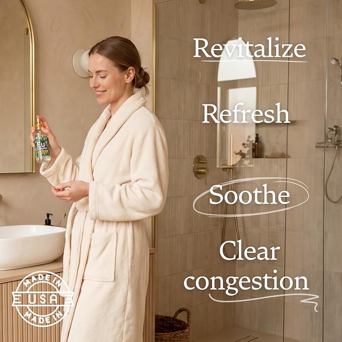 Eucalyptus Shower Spray - Spa-Grade Aromatherapy Shower Mist, 100% Pure Eucalyptus Spray - Essential Oil Steamer, Made in USA (4 oz)