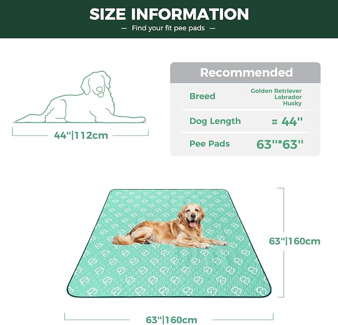 FXW Washable Pee Pads for Dogs, Super Absorbent, 63" Square, 1 Pack | Machine washable, Non-slip backing, Fits 24"H 8-Panel FXW Rollick/Homeplus Playpens