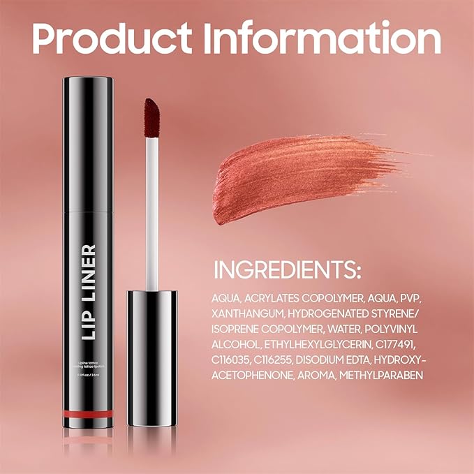 OETUIOW Lip Stain Peel Off, Lip Liner Moisturizing Long-Lasting & Waterproof, Transfer Proof & Plumping, Non-Stick Cup,3PCS Nude&Rose&Mauve