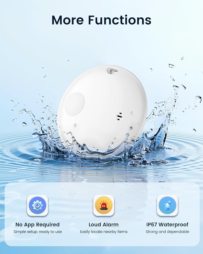 Air Tracker Tags-4 Pack, Smart Bluetooth Tracker Works with Apple Find My (iOS Only), Item Finder Key Finder with Replaceable Battery, Tracker Tag Locator for Keys, Luggage, FireWire Port Card (White)