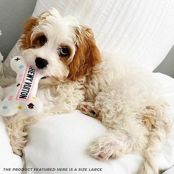 Haute Diggity Dog Chewy Vuiton Bones Plush Dog Toy Set, Designer Parody Toy