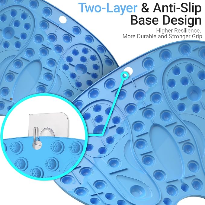 Foot Massage Mat, Hard Reflexology Mat with Magnetic Therapy, Big Foot-Shaped Acupressure Mat for Feet Relaxation, Under Desk Mat Pressure Point Mat for Pain, Fatigue and Stress Relief(Blue)