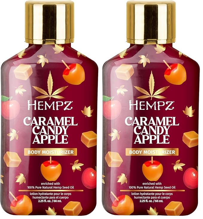 Hempz Mini Caramel Candy Apple Body Moisturizer, Body Lotion, Fall Skin Care for Men & Women, Limited Edition, 2.25 fl.oz. (Pack of 2)