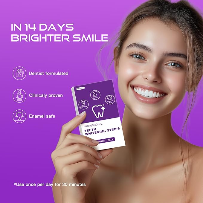 Teeth Whitening Strips-Pack of 28 Strip-14 Treatments Kit-Safe for Enamel-Whitening Without Any Harm-Sensitivity Free Dry Strip Technology for Coffee and Other Stains