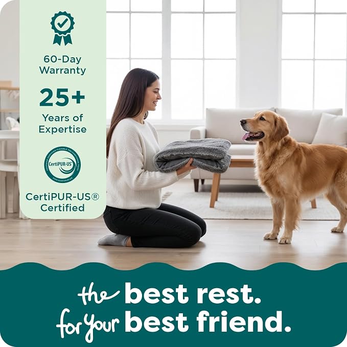 FurHaven Replacement Dog Bed Cover, Long Faux Fur for Calming Cuddlers, Machine Washable, Customizable Filling, Jumbo XL, Gray