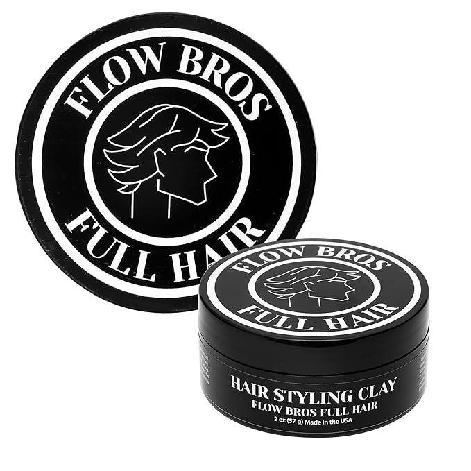Flow Bros Men's Hair Clay - Strong Hold, Nourishing Formula, Low Shine - Adds Volume and Texture - 2oz