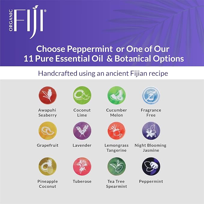 "Coco Fiji Soap Bar for Face and Body Infused With Organic Coconut Oil, Peppermint, Essential Oil, Natural Soap for Moisturizing & Pore Purifying Skin, 7 oz, Pack Of 3 "