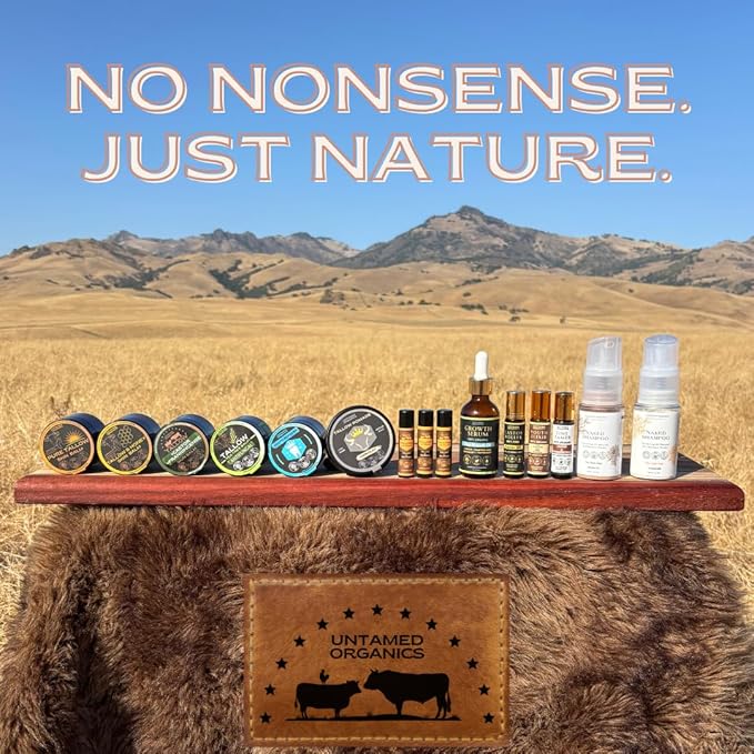 Untamed Organics Handmade Tallow & Honey Skin Balm | 100% Grass-Fed Grass-Finished Tallow + Raw Wild Honey | All Purpose Whole Body & Face Moisturizer For Sensitive Skin, 2 fl. oz. (Unscented)