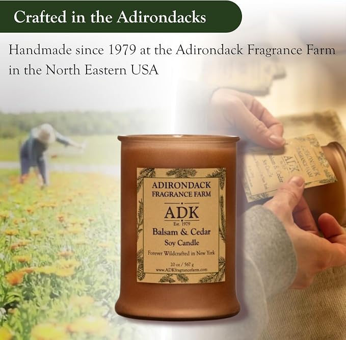 Adirondack Fragrance & Flavor Farm Balsam & Cedar Scented Candle 4.5 Oz | Proudly Poured in The USA, Natural Aromatherapy Wax for Relaxation, Home Décor, Kitchen, Gift and Living Spaces