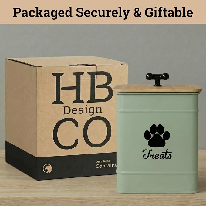 Dog Treat Container Airtight, 6"W x 8"H, Powder Coated, 12 Cup Capacity