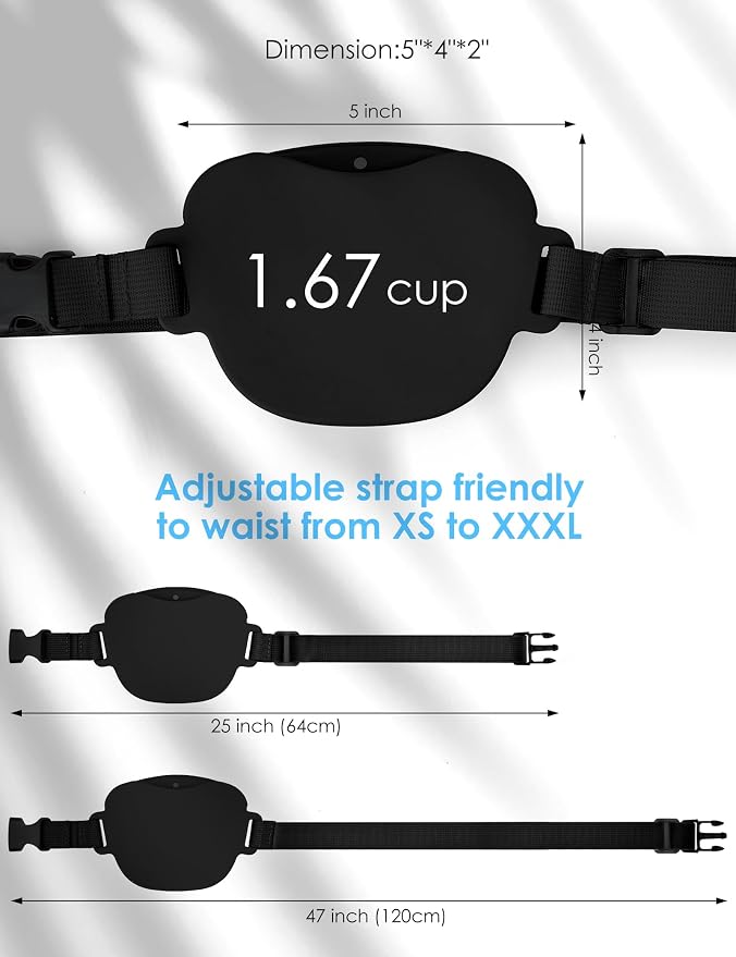 heouvo 1.67 Cup Magnetic Dog Treat Pouch with Training Clicker (Black) | Magnetic Closure, Silicone Bag with Waist Belt for Pet Training & Walking, Easy One-hand Treat Access
