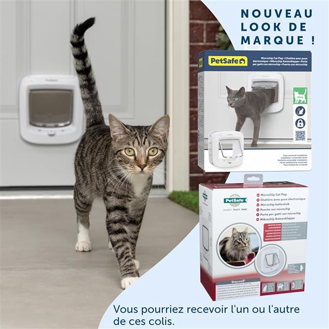 PetSafe Microchip Cat Door, Interior/Exterior, Multi-Pet, 4-Way Lock | 4-Way Lock (Locked/Unlocked/Enter/Exit Only), Reads Pet Microchip ID, Magnetic Latches Block Drafts