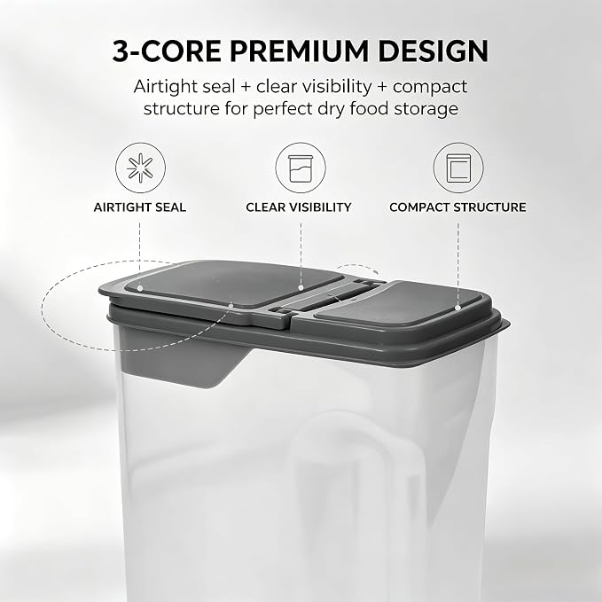 Cereal Containers Storage Airtight Food Organizers with Lids, 32 Cup BPA-Free Plastic Holder for Kitchen Pantry Organization, Clear Rice Flour Sugar Dry Goods Dispenser (32, Cup)