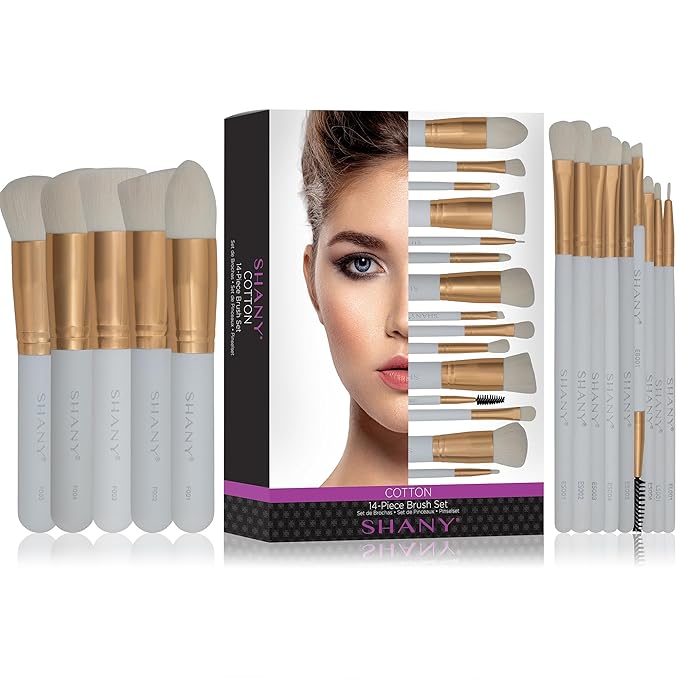 SHANY14 Piece Makeup Brush Set – Elite Cosmetics Brush Collection - Complete Kabuki, Eyes, Face, powder, foundation Makeup Brush Set - Cotton