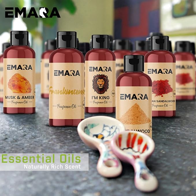 EMARA All Natural Earthy Sandalwood Essential Oil for Diffusers, Skin Care, Aromatherapy Fragrance Oil, Organic Therapeutic Grade 4 fl oz