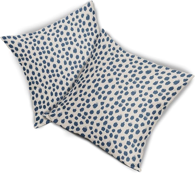 Light Blue Cream Pillow Covers 20x20 Set of 2 Boho Design Polka Dot Throw Pillows Modern Brush Strokes Print Decorative Outdoor Pillowcase Square Cushion Cover Linen Pillow Case for Sofa Couch Bed