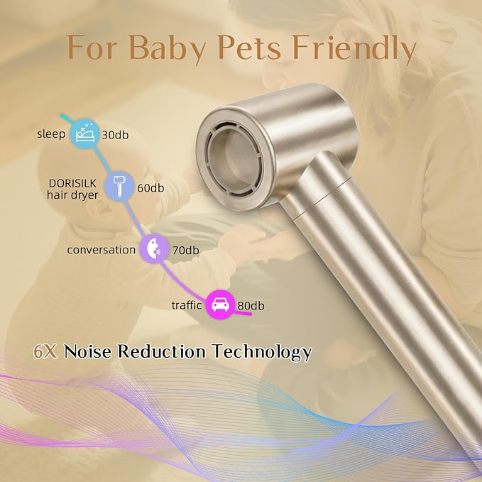 DORISILK 8 in 1 Hair Styler & Hair Dryer Brush Blow Dryer, 110,000 RPM High-Speed Hot Brush Styler, Ionic Smooth Cepillo Secador de Cabello Multi Straightener Curler Volumizer Dryer, Champagne Gold