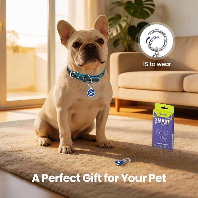 Personalized Dog ID Tag, Smart QR Code Pet ID Tags for Dogs and Cats Collar, Durable Epoxy Metal Pet Name Tag with Instant Location Alerts, No Subscription, 2 Pack