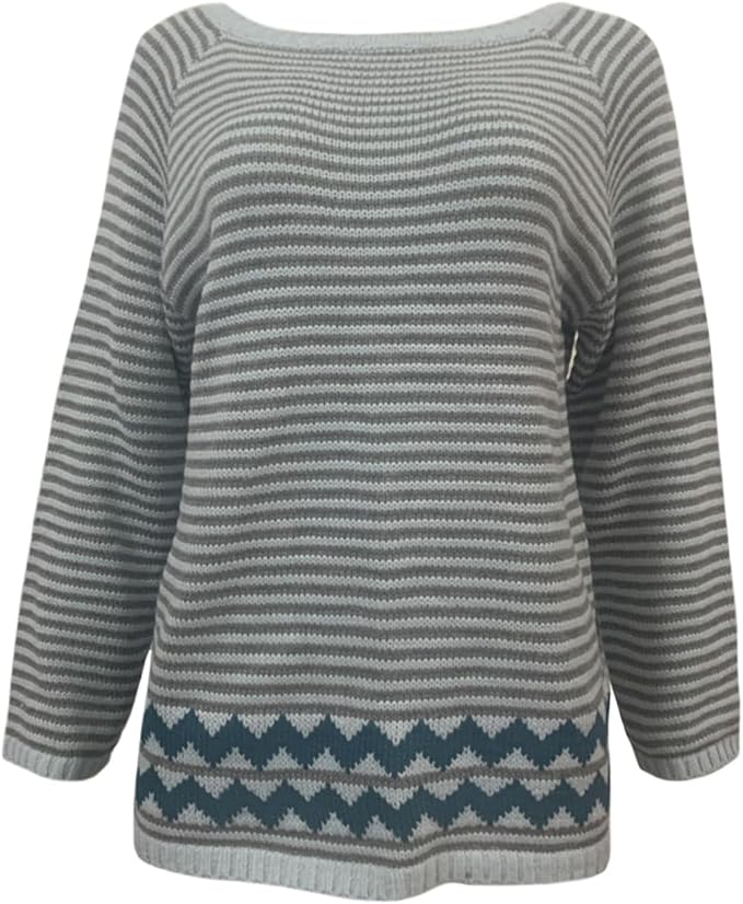 Zhyaj Fair Isle Sweater for Womens Winter Long Sleeve Vintage Knitted Sweater Casual Fall Crew Neck Pullover Sweaters