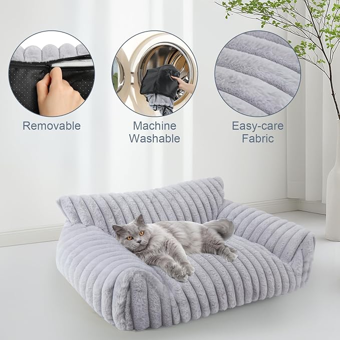 Dog Beds for Small Dogs, Cat Dog Couch Bed for Indoor Cats, Dog Sofa,M,Grey | Dog Couch Bed with Removable Washable Cover,Cute Fluffy Pet Sofa Cat Couch Bed,Washable Dog Bed Medium Large Size Dog