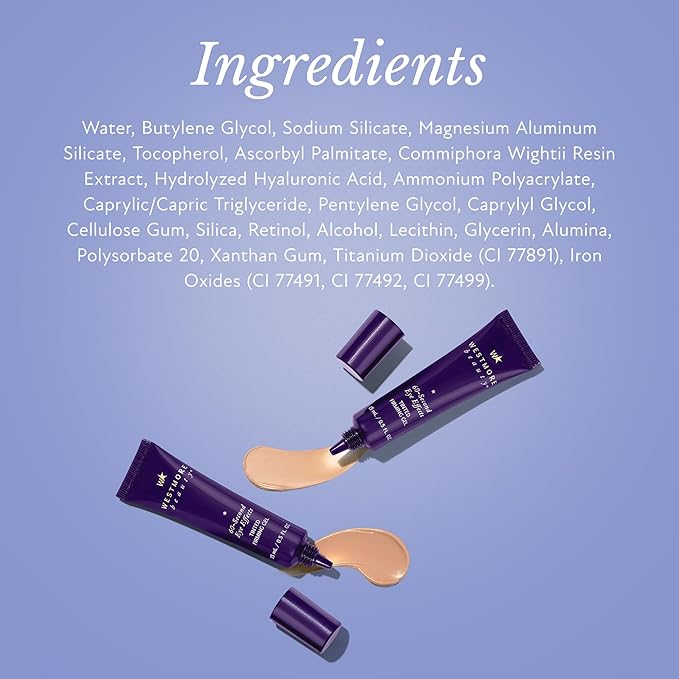 Westmore Beauty 60 Second Effects Tinted Firming Gel - Under Eye Cream For Puffiness And Bags Under Eyes - 10 mL Light to Medium - 0.33 Fl Oz